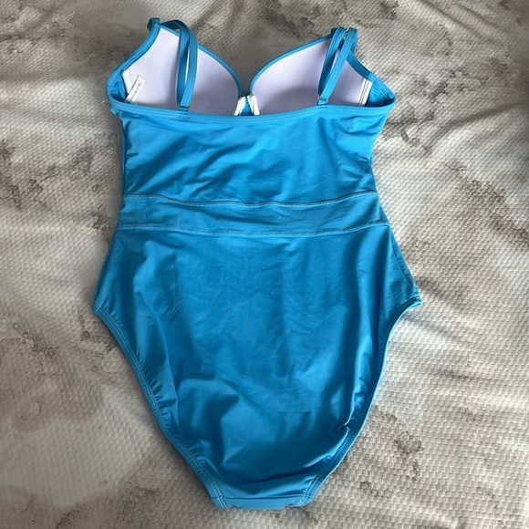 Stylish Blue Stitched One-Piece Swimsuit - Picture 5 of 8
